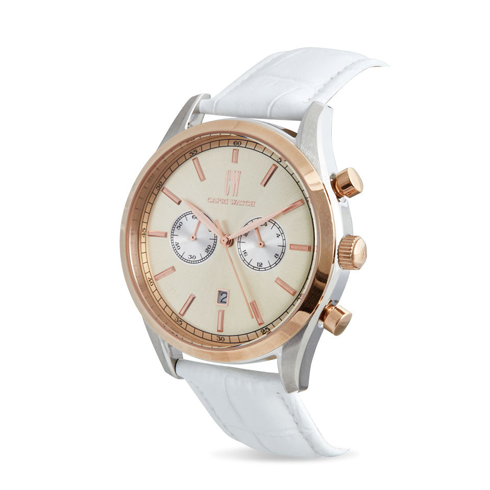Capri Watch – Chrono Sunray Champagne-White (Ref. 5542)