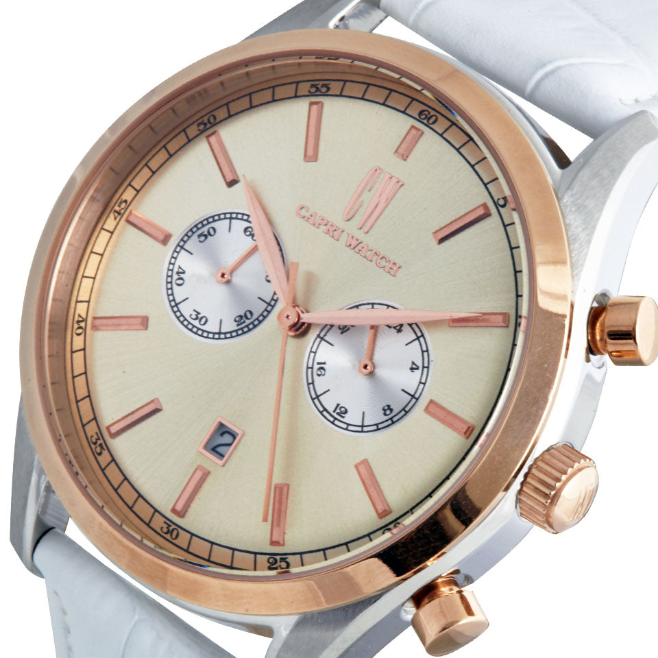 Capri Watch – Chrono Sunray Champagne-White (Ref. 5542)