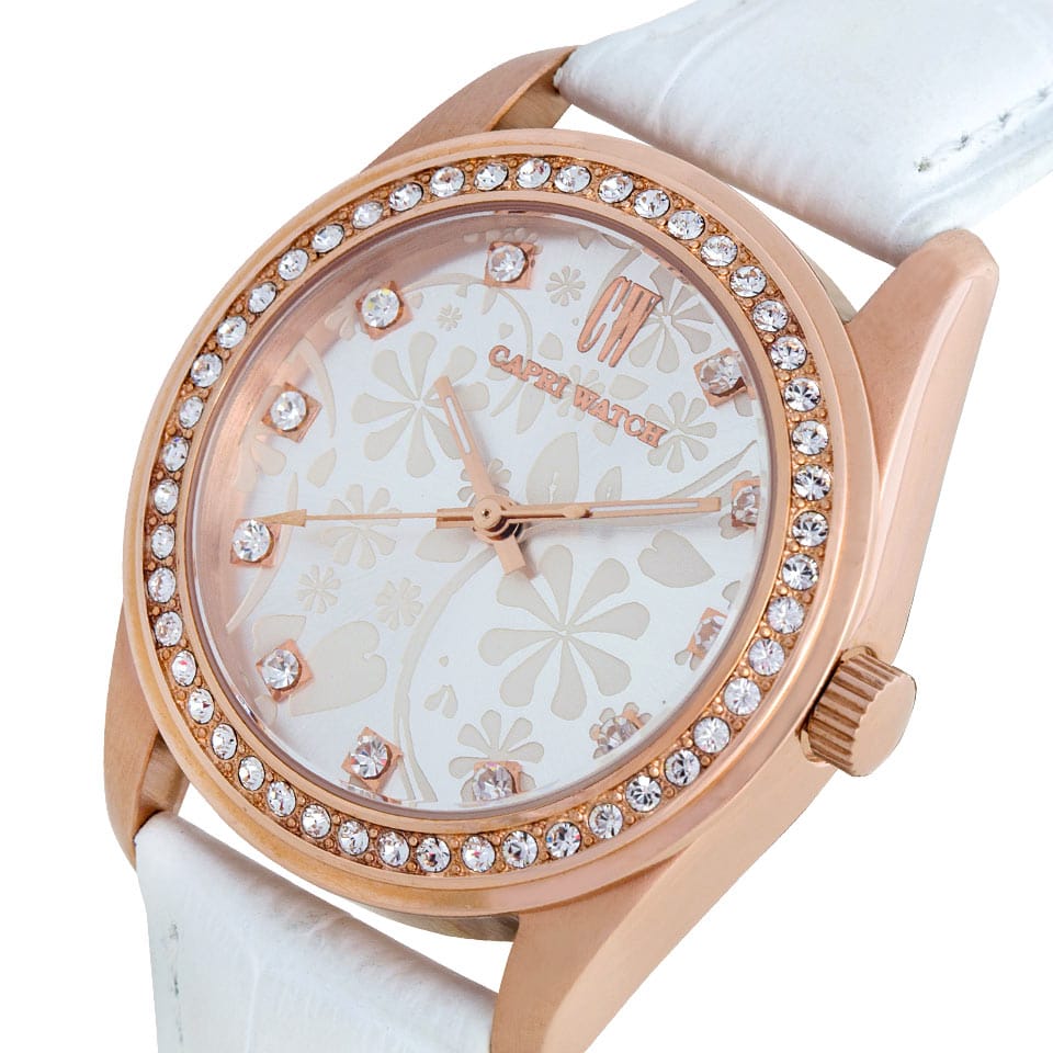 Capri Watch – Orologio Lady Flowers Bianco Rose Gold (Ref. 5357)