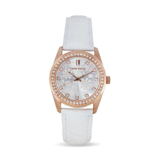 Capri Watch – Orologio Lady Flowers Bianco Rose Gold (Ref. 5357)