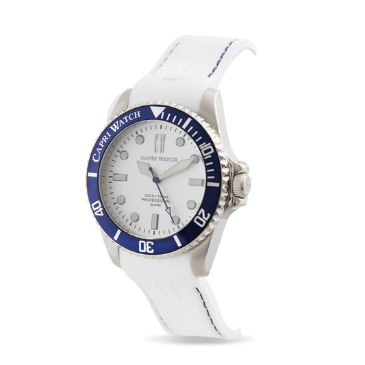 Capri Watch – Orologio New Sub Bianco-Blu Navy Silicone Strap (Ref. 5493)