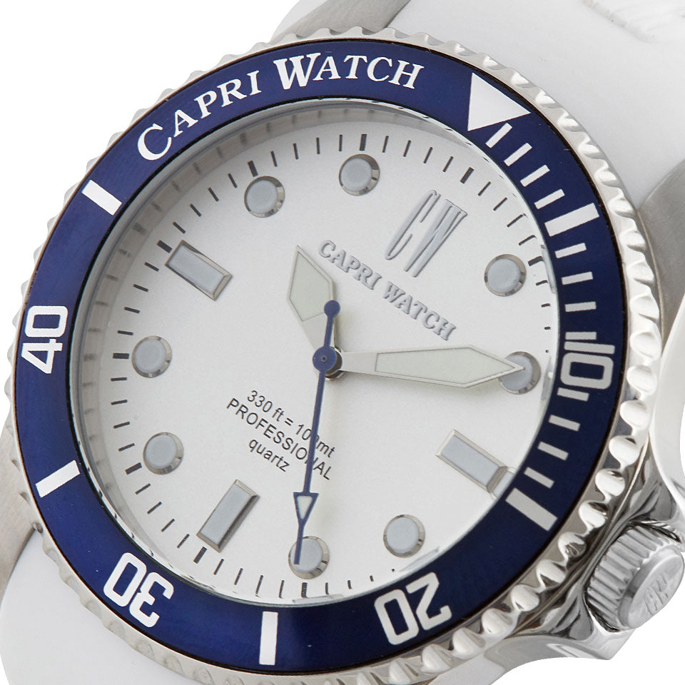 Capri Watch – Orologio New Sub Bianco-Blu Navy Silicone Strap (Ref. 5493)