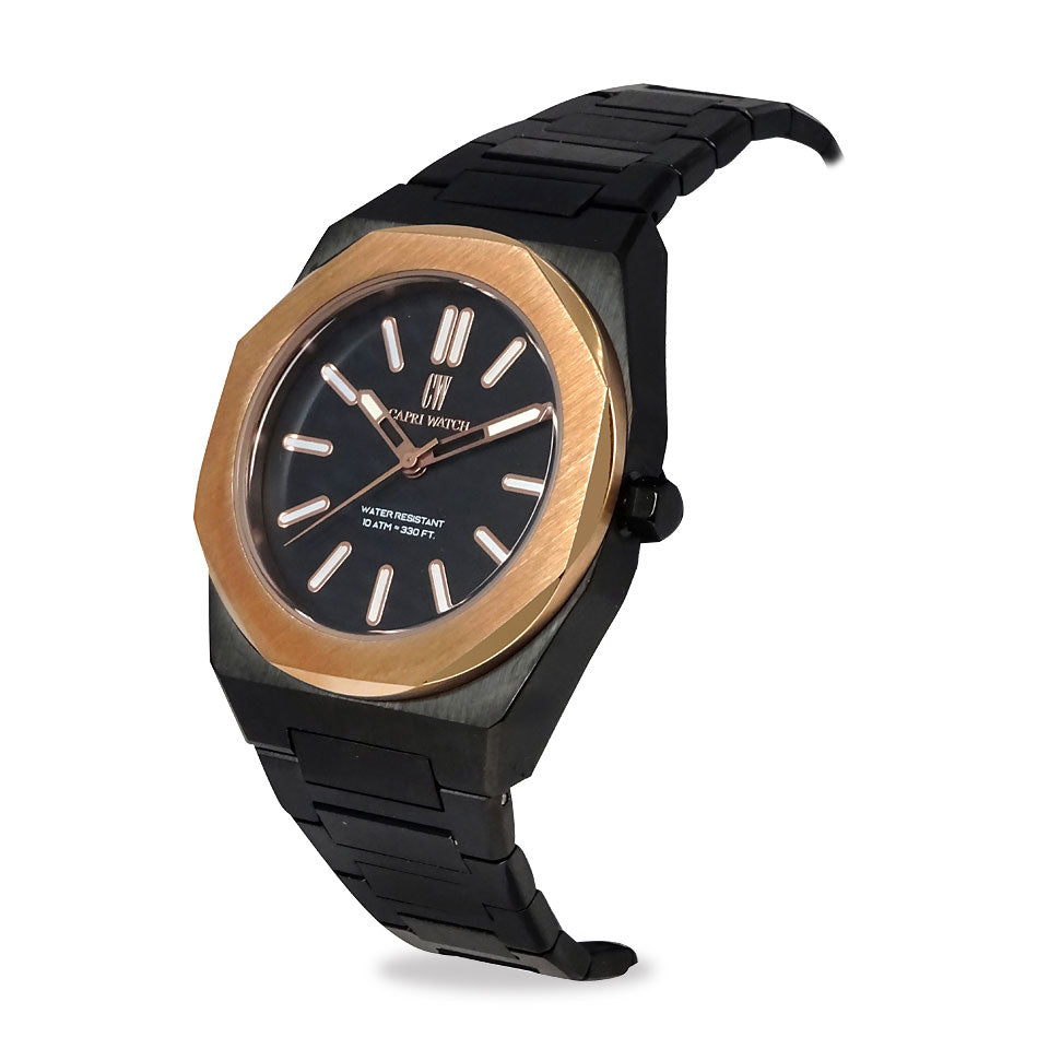 Capri Watch – Orologio Contemporary 40 All Black Rosè Bezel (Ref. 6065)