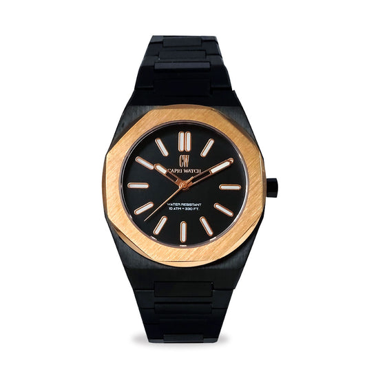 Capri Watch – Orologio Contemporary 40 All Black Rosè Bezel (Ref. 6065)