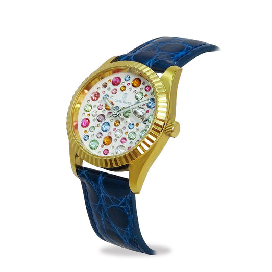 Capri Watch – Orologio Eternity 36 Gold Multijoy Crocodile Blue Navy (Ref. 6104-40)