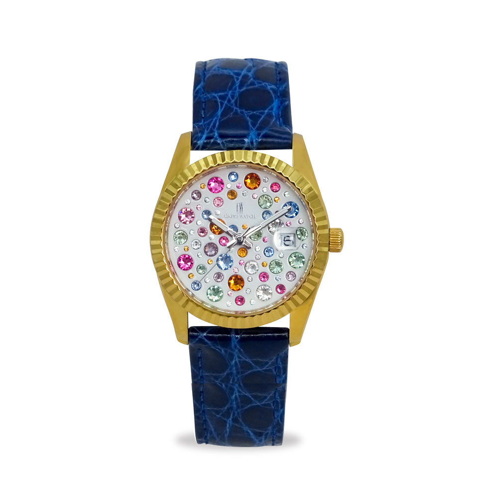 Capri Watch – Orologio Eternity 36 Gold Multijoy Crocodile Blue Navy (Ref. 6104-40)