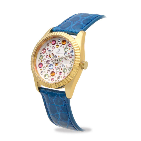 Capri Watch - Orologio Eternity 36 Gold Multijoy Crocodile Blue Royal