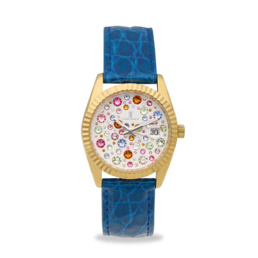 Capri Watch - Orologio Eternity 36 Gold Multijoy Crocodile Blue Royal