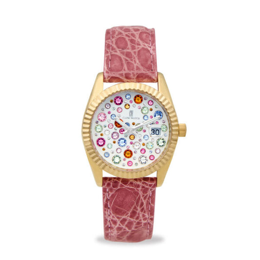 Capri Watch - Orologio Eternity 36 Gold Multijoy Crocodile Pink