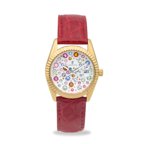 Capri Watch - Orologio Eternity 36 Gold Multijoy Crocodile Red