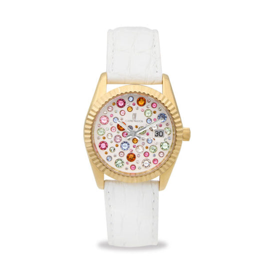 Capri Watch - Orologio Eternity 36 Gold Multijoy Crocodile White