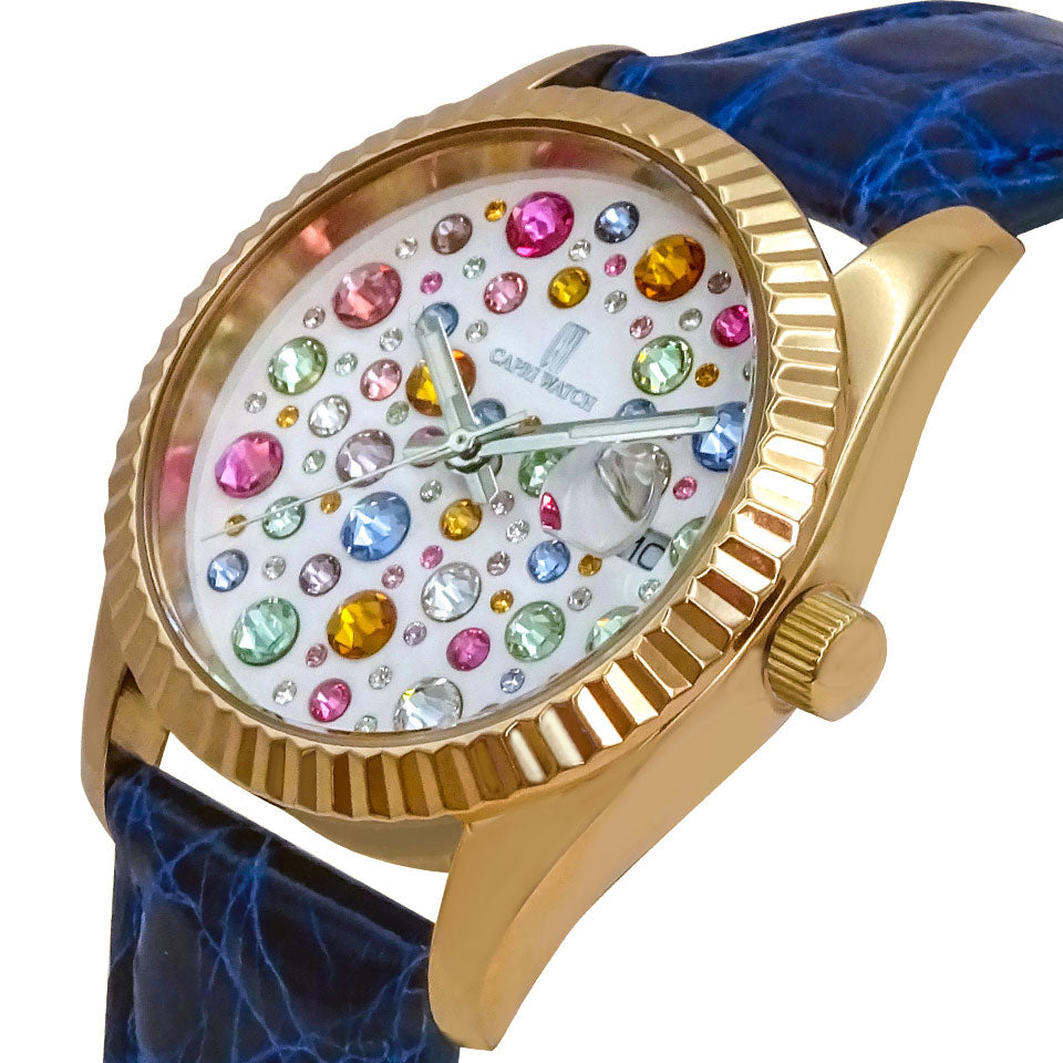 Capri Watch – Orologio Eternity 36 Rose’ Multijoy Crocodile Blue Navy (Ref. 6100-40)
