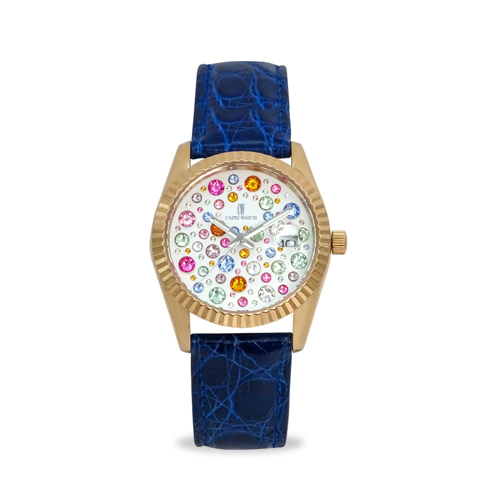 Capri Watch – Orologio Eternity 36 Rose’ Multijoy Crocodile Blue Navy (Ref. 6100-40)