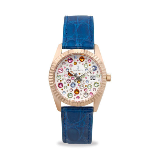 Capri Watch - Orologio Eternity 36 Rose’ Multijoy Crocodile Blue Royal