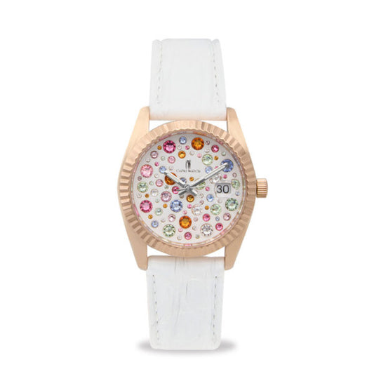 Capri Watch - Orologio Eternity 36 Rose’ Multijoy Crocodile White