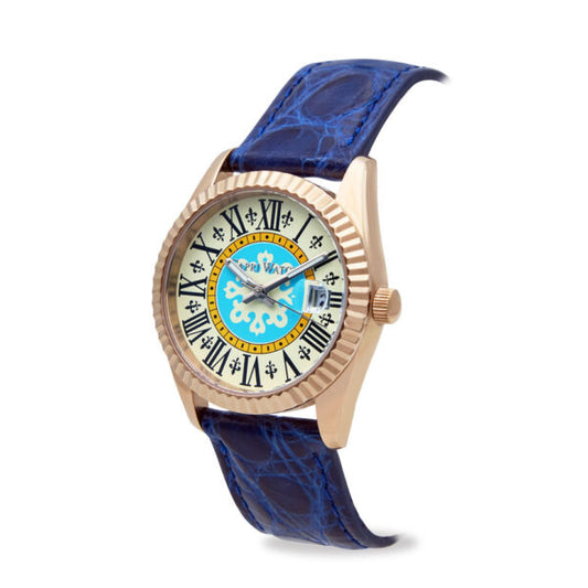 Capri Watch - Orologio Eternity First 36 Rose’ Blue Navy Crocodile