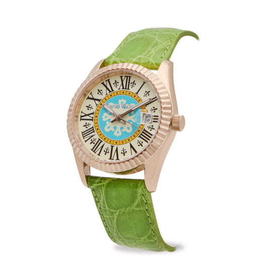 Capri Watch - Orologio Eternity First 36 Rose’ Green Light Crocodile