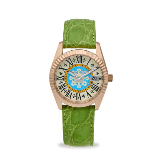 Capri Watch - Orologio Eternity First 36 Rose’ Green Light Crocodile