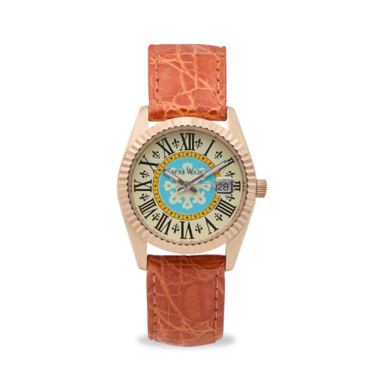 Capri Watch - Orologio Eternity First 36 Rose’ Orange Crocodile