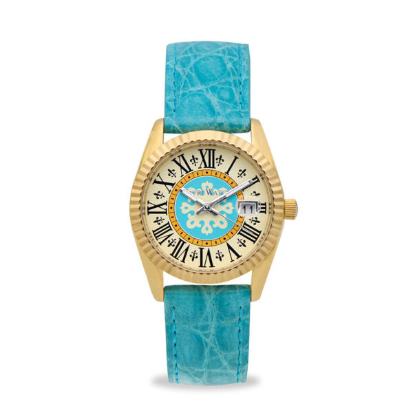 Capri Watch - Orologio Eternity First 36 Gold-Blue Light Crocodile