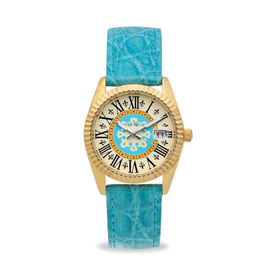 Capri Watch - Orologio Eternity First 36 Gold-Blue Light Crocodile