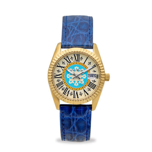 Capri Watch - Orologio Eternity First 36 Gold-Blue Navy Crocodile