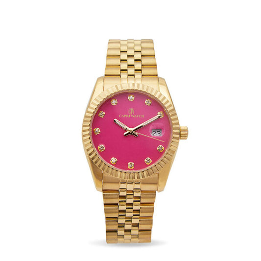 Capri Watch - Orologio Eternity 36 Gold Fuchsia