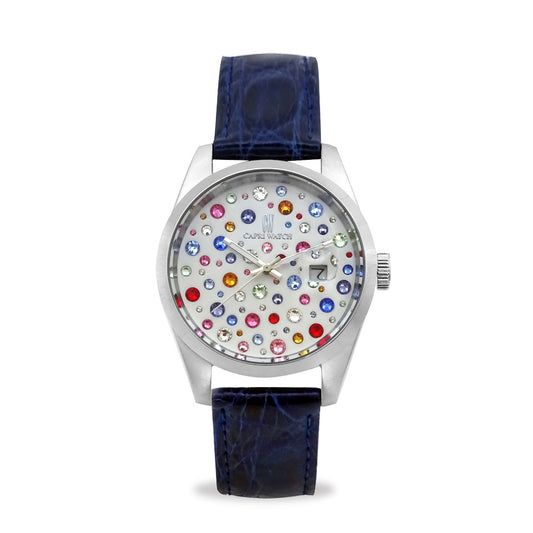 Capri Watch – Orologio Glamour 39 Multijoy Crocodile Blue Navy (Ref. 6106-40)