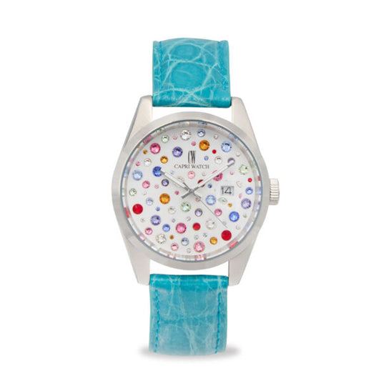 Capri Watch - Orologio Glamour 40 Multijoy Crocodile Blue Light