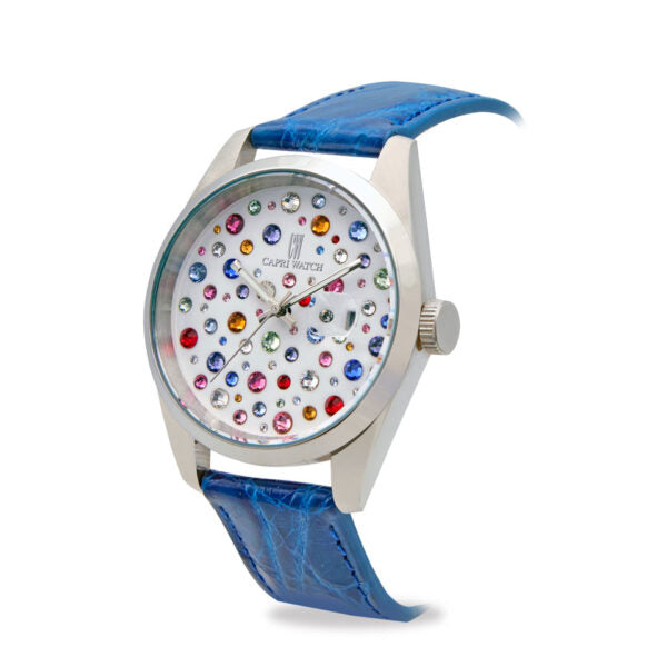 Capri Watch - Orologio Glamour 40 Multijoy Crocodile Blue Royal