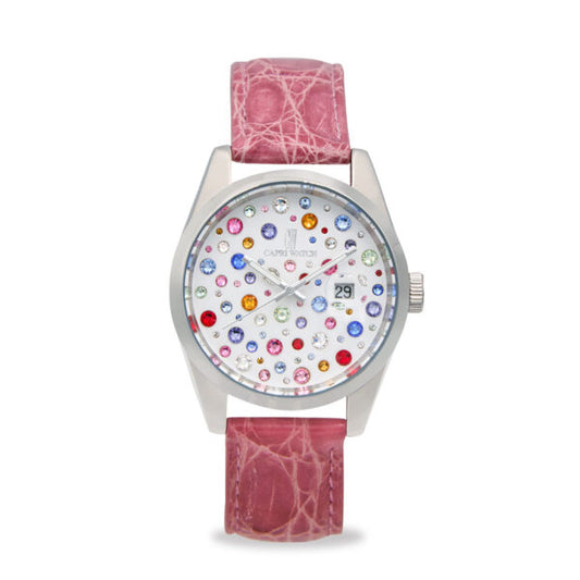 Capri Watch - Orologio Glamour 40 Multijoy Crocodile Pink