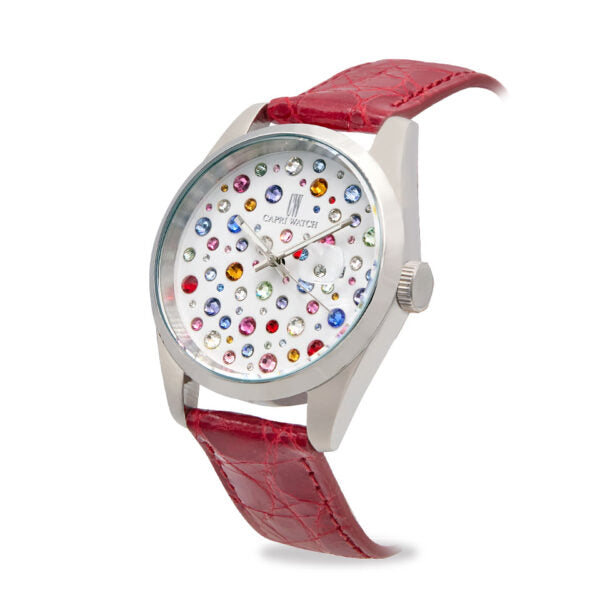 Capri Watch - Orologio Glamour 40 Multijoy Crocodile Red