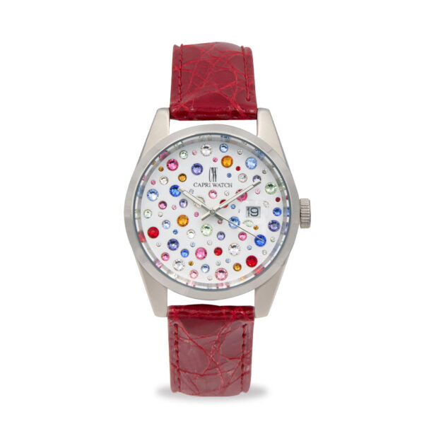 Capri Watch - Orologio Glamour 40 Multijoy Crocodile Red