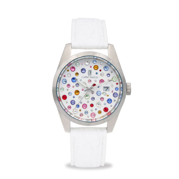 Capri Watch - Orologio Glamour 40 Multijoy Crocodile White