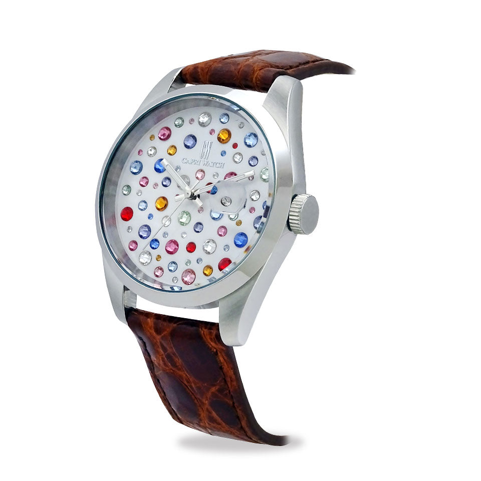 Capri Watch – Orologio Glamour Multijoy 39 Crocodile Brown (Ref. 6106-02)