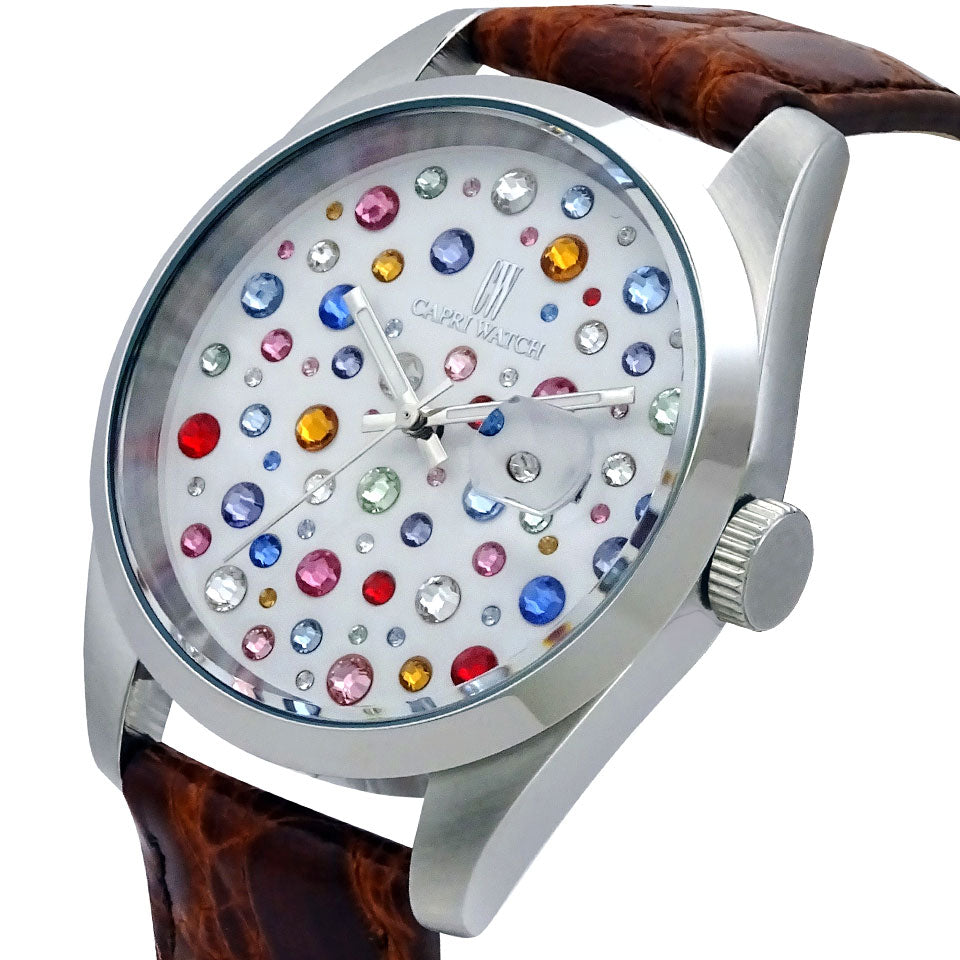 Capri Watch – Orologio Glamour Multijoy 39 Crocodile Brown (Ref. 6106-02)