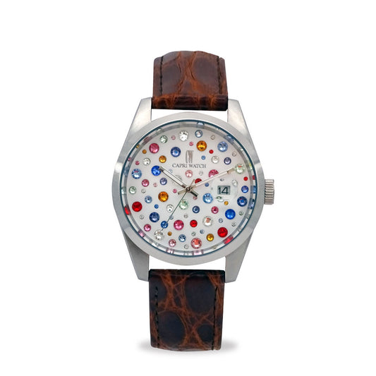 Capri Watch – Orologio Glamour Multijoy 39 Crocodile Brown (Ref. 6106-02)