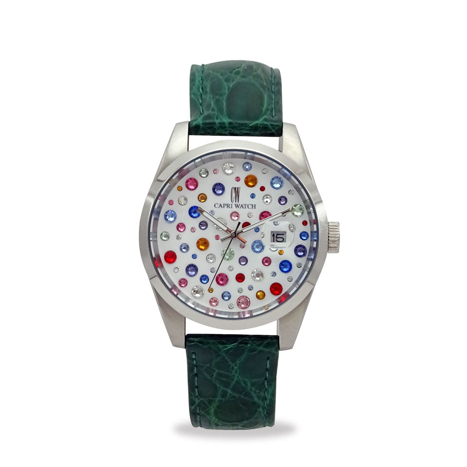 Capri Watch – Orologio Glamour Multijoy 39 Crocodile Green (Ref. 6106-50)