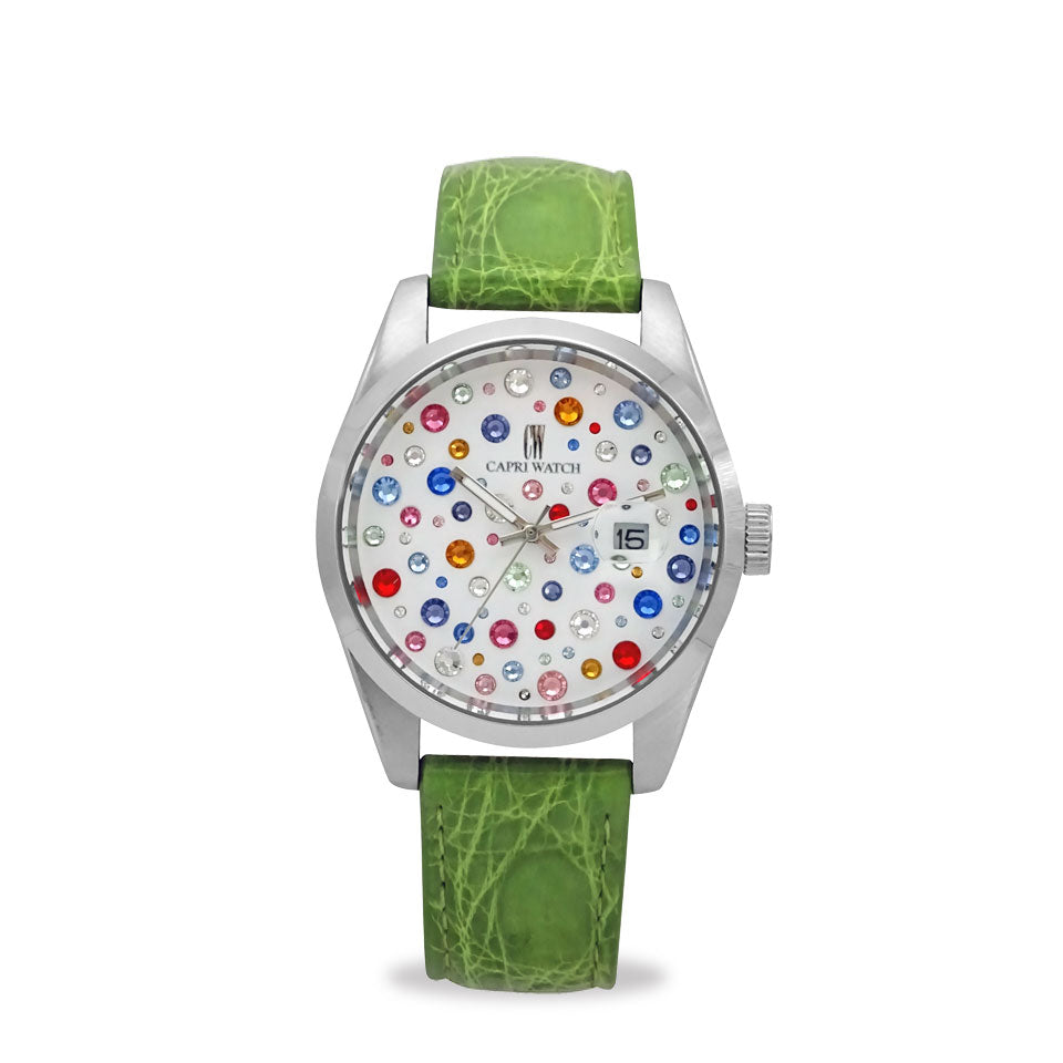 Capri Watch – Orologio Glamour Multijoy 39 Crocodile Light Green (Ref. 6106-52)