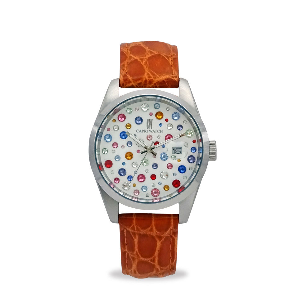 Capri Watch – Orologio Glamour Multijoy 39 Crocodile Orange (Ref. 6106-20)