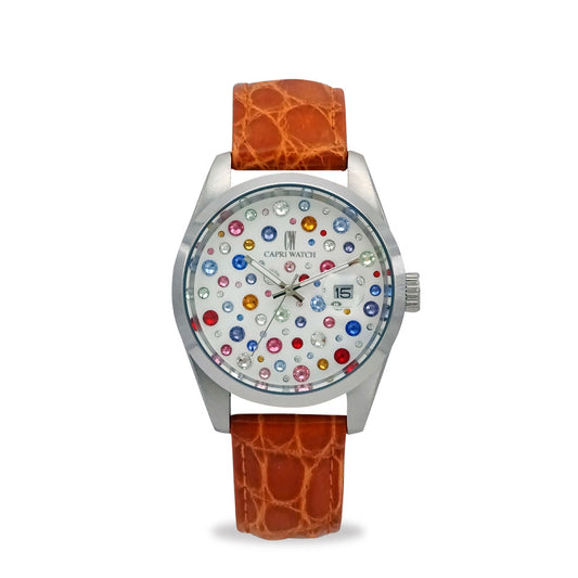 Capri Watch – Orologio Glamour Multijoy 39 Crocodile Orange (Ref. 6106-20)