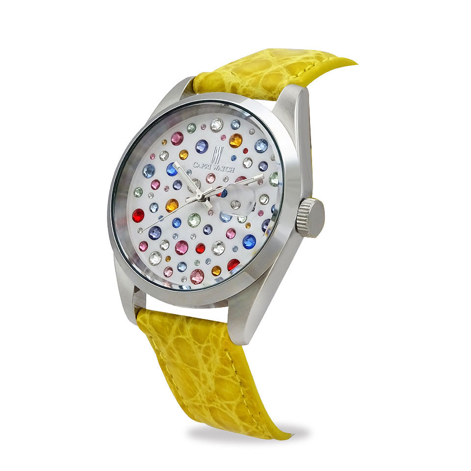 Capri Watch – Orologio Glamour Multijoy 39 Crocodile Yellow (Ref. 6106-10)