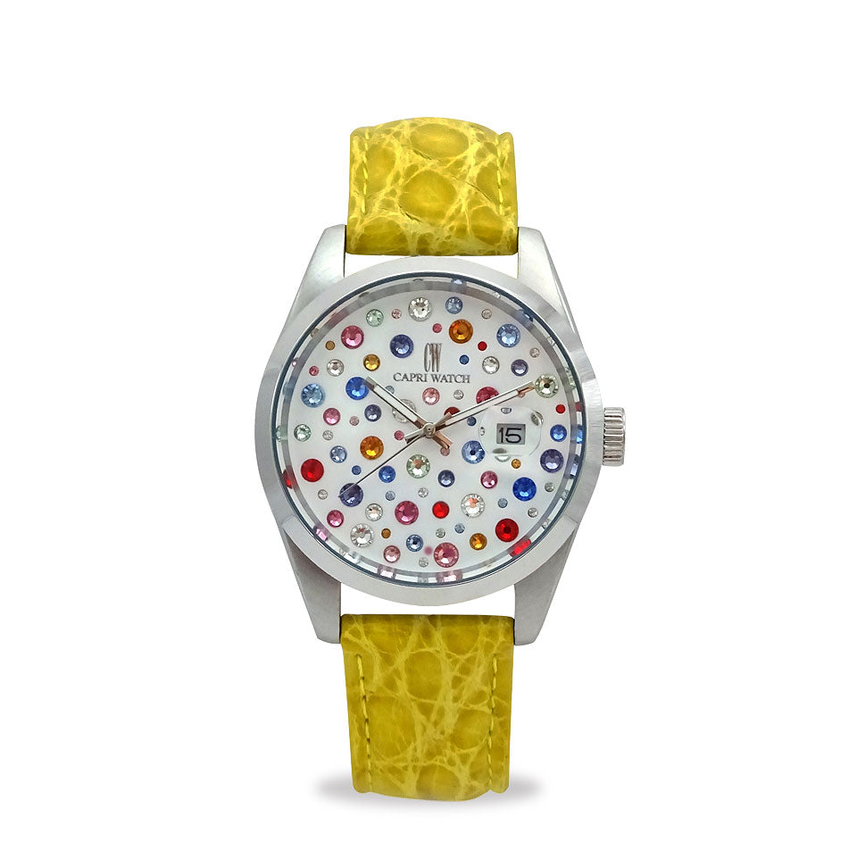 Capri Watch – Orologio Glamour Multijoy 39 Crocodile Yellow (Ref. 6106-10)