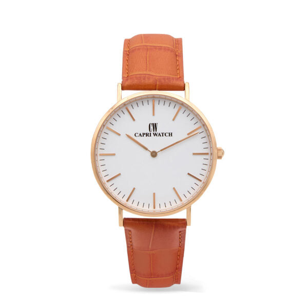 Capri Watch - Orologio Minimal Rosè 40 White-Orange