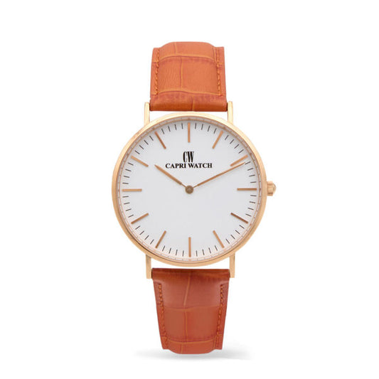 Capri Watch - Orologio Minimal Rosè 40 White-Orange