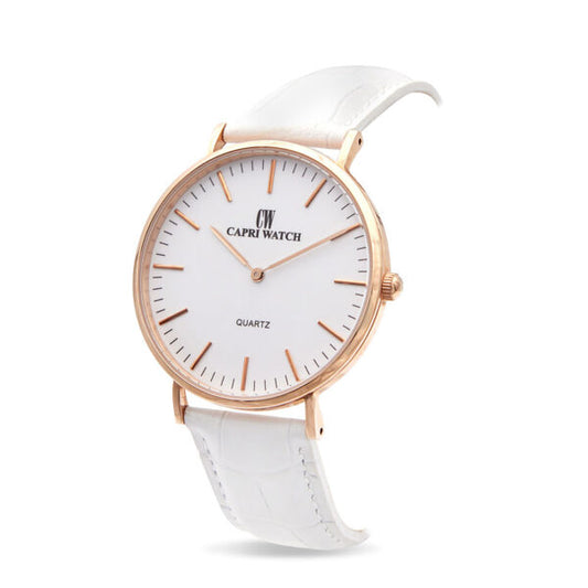 Capri Watch - Orologio Minimal Rosè 40 White-White