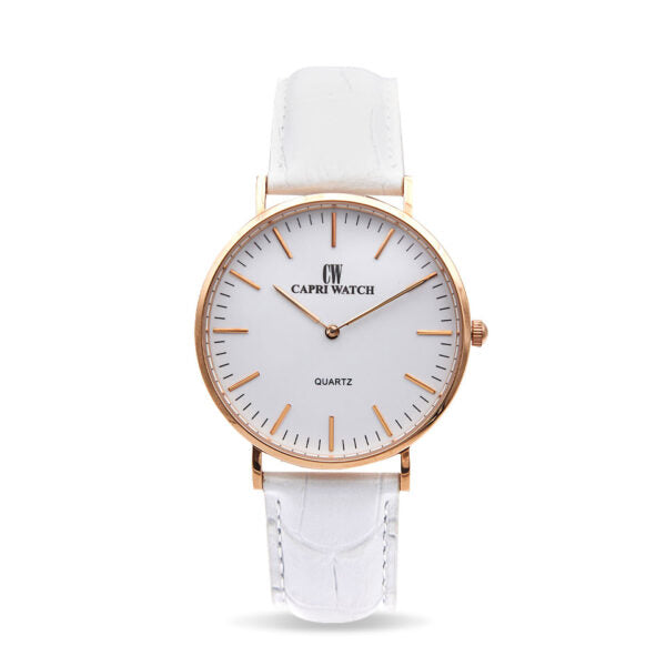 Capri Watch - Orologio Minimal Rosè 40 White-White