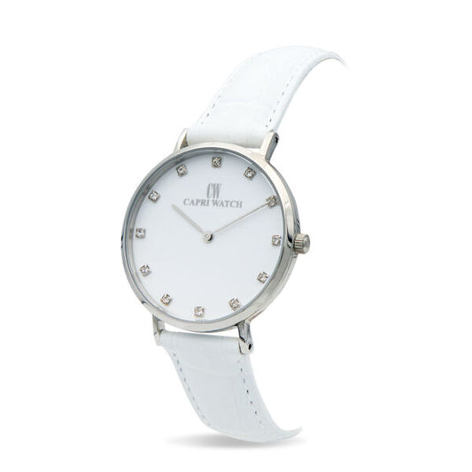 Capri Watch - Orologio Minimal 36 White Strass-White