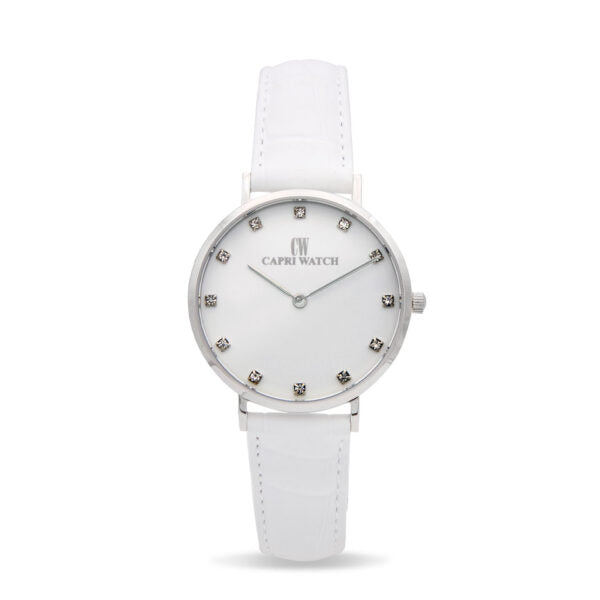 Capri Watch - Orologio Minimal 36 White Strass-White