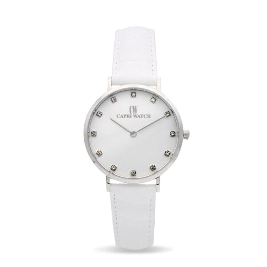 Capri Watch - Orologio Minimal 36 White Strass-White